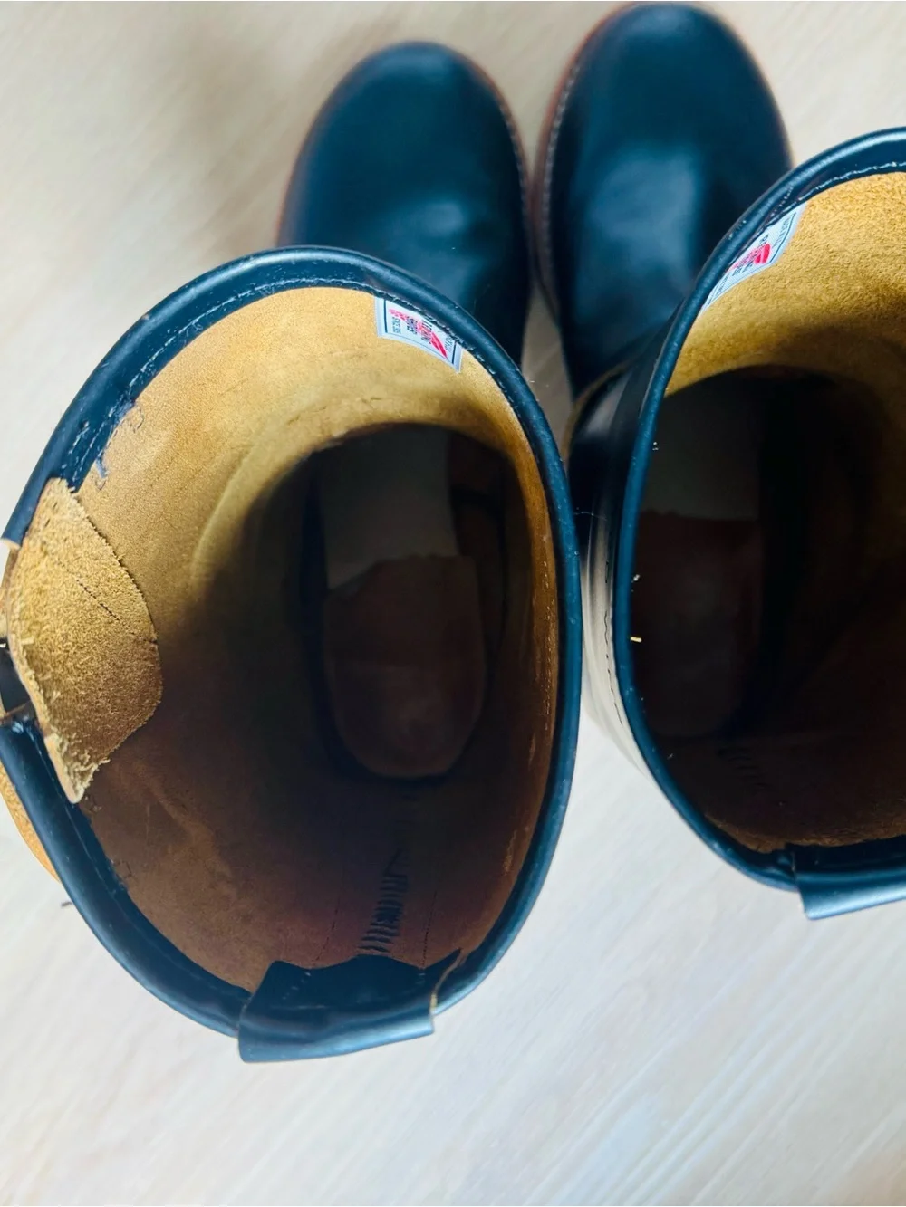 Schott NYC Black Leather Engineer Boots with Brown Welt
